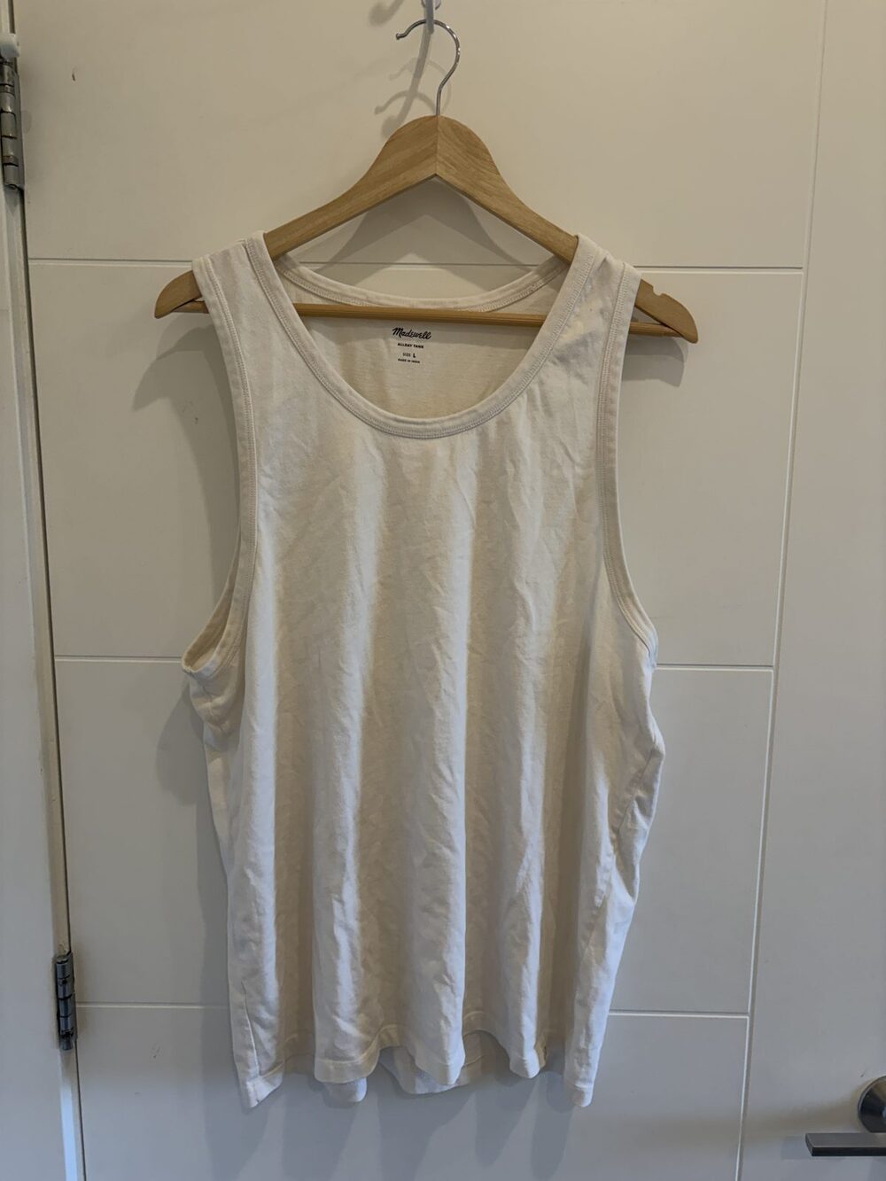 Madewell Allday Tank Top Cream Off-White Cotton Jersey Men's Large